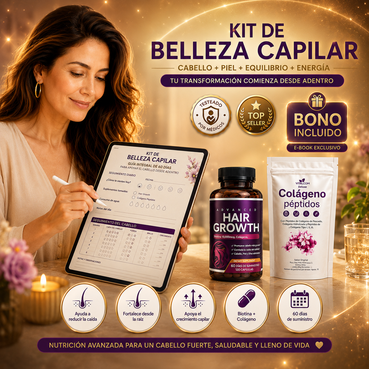 Hair Growth y Péptidos de Colágeno ENVÍO GRATIS