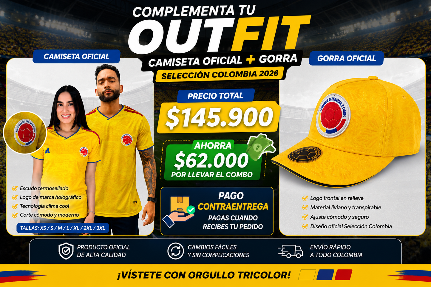 Camisa selección Colombia + Gorra GRATIS