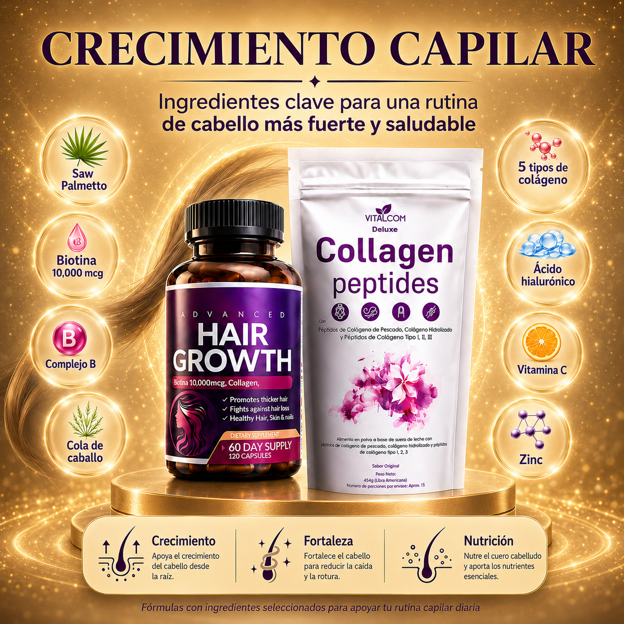 Multi Collagen Péptidos de Colágeno & Hair Growth